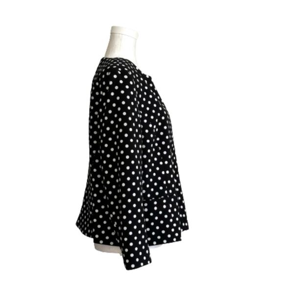 Nine West Blazer Jacket White Polka Dot Snap Front Crew Neck Blazer Size 14 - Picture 4 of 11